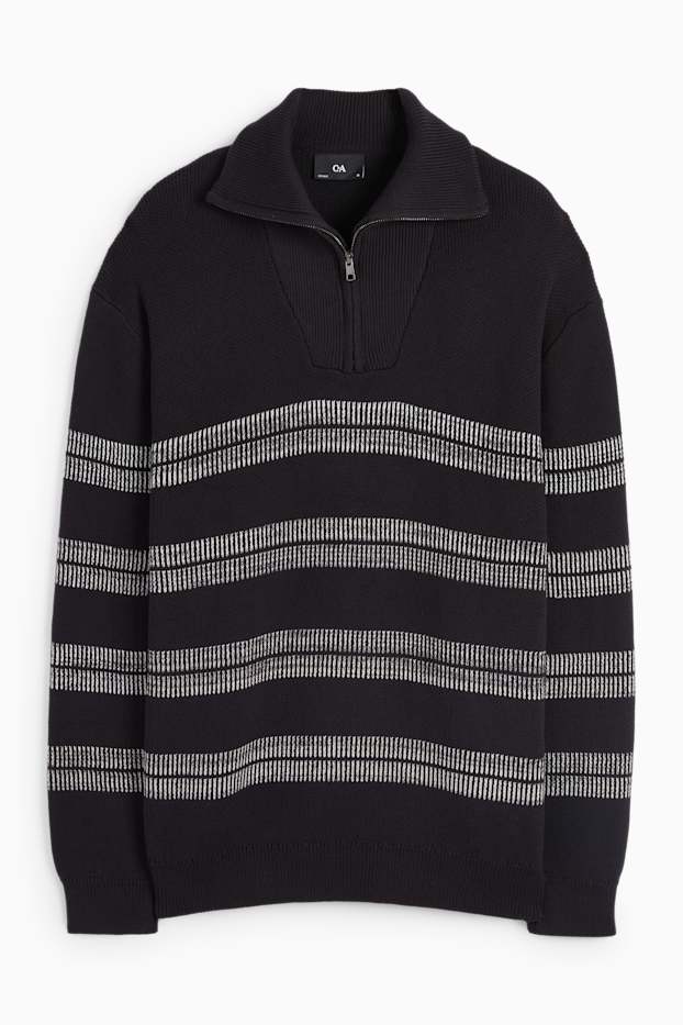 Men - Jumper - striped - black