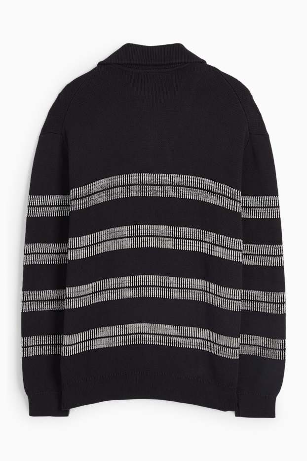 Men - Jumper - striped - black