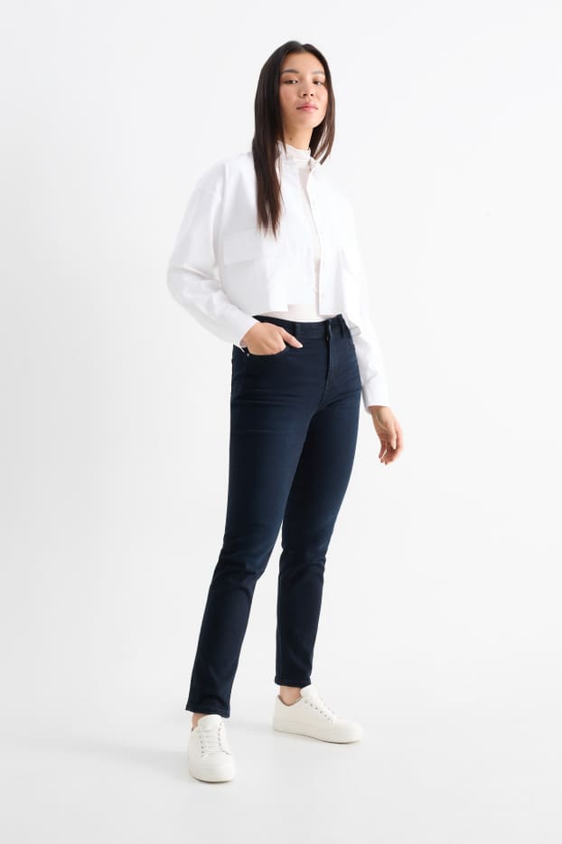 Damen - Slim Jeans - Mid Waist - Shaping-Jeans - LYCRA® - dunkelblau