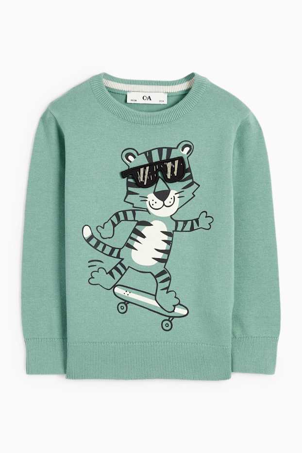 Kinder Jungen - Skate-Tiger - Pullover - grün
