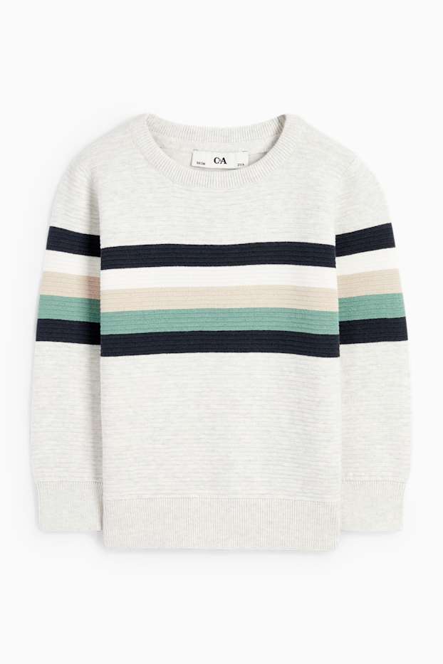 Kinder Buben - Pullover - gerippt - beige