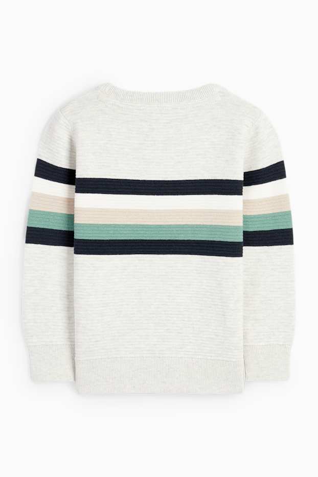 Kinder Buben - Pullover - gerippt - beige