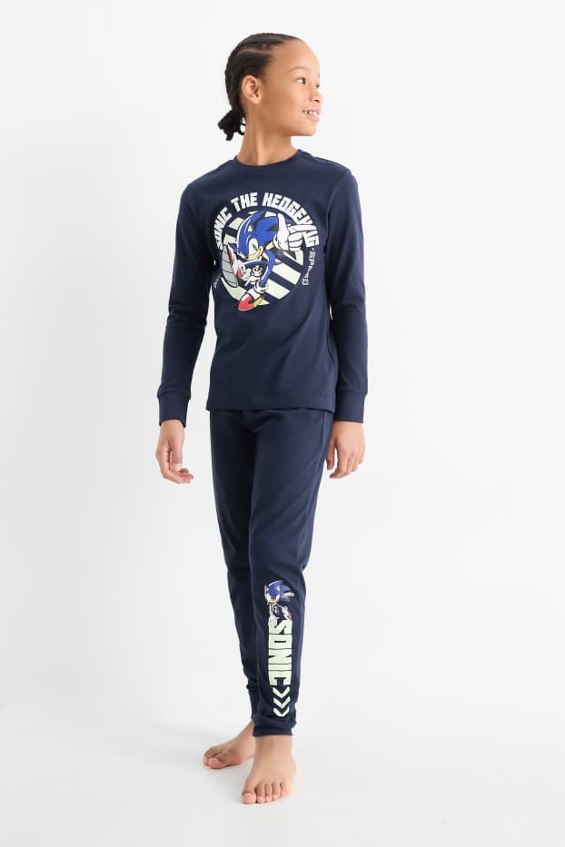 Kinder Jungen - Sonic - Pyjama - 2 teilig - dunkelblau