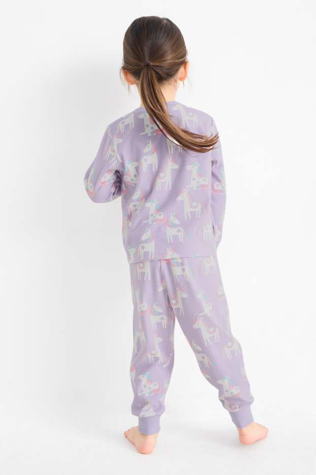 Enfants filles - Lot de 3 - licorne et étoile - pyjama en polaire - 6 pièces - violet clair