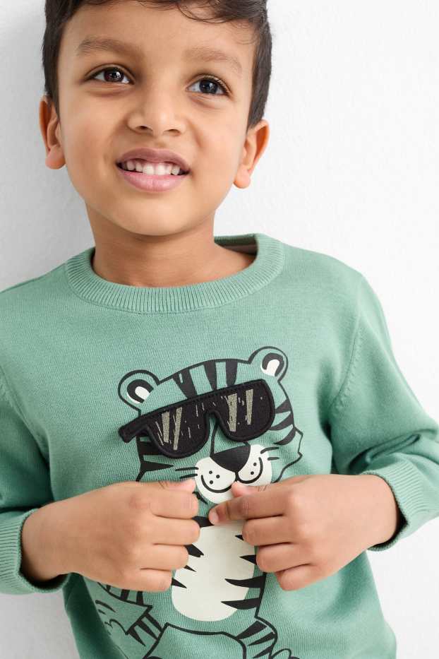 Kinder Jungen - Skate-Tiger - Pullover - grün
