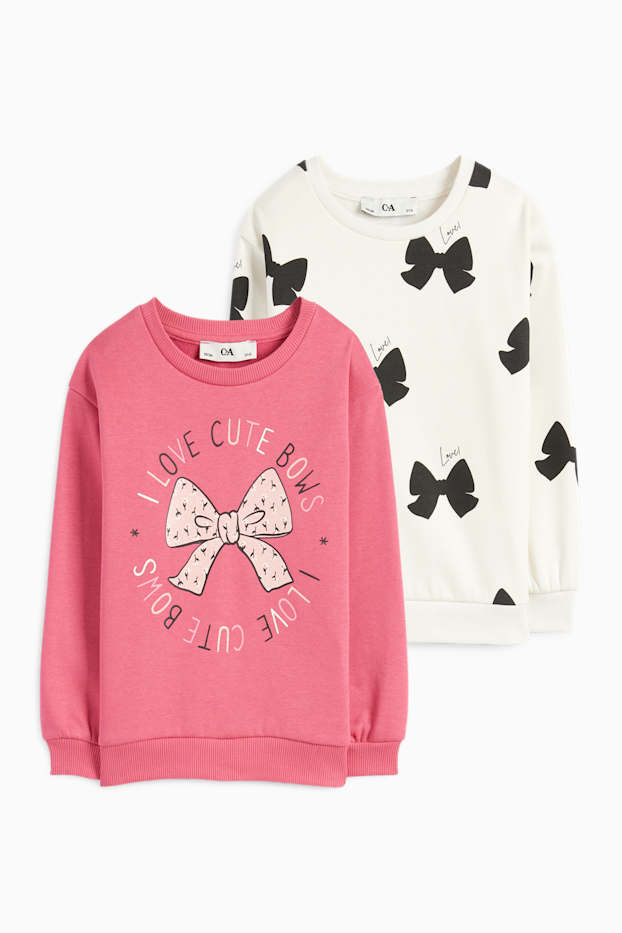 Enfants filles - Lot de 2 - nœuds - sweats - rose foncé