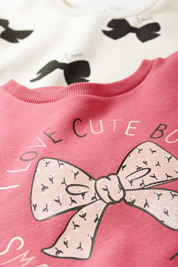 Enfants filles - Lot de 2 - nœuds - sweats - rose foncé