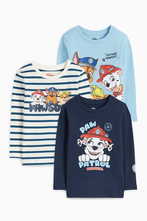 Bambini - Confezione da 3 - PAW Patrol - Chase, Marshall - maglia a maniche lunghe - azzurro