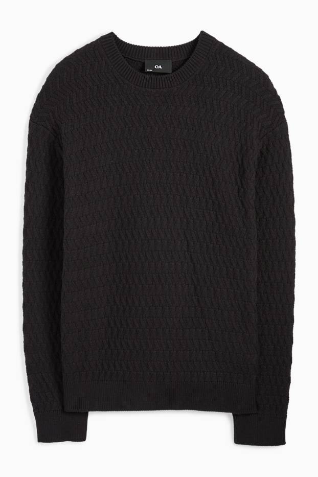 Herren - Pullover - strukturiert - schwarz