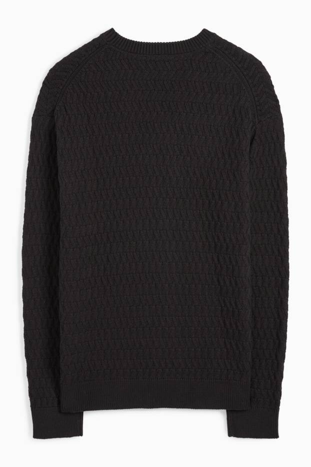 Herren - Pullover - strukturiert - schwarz