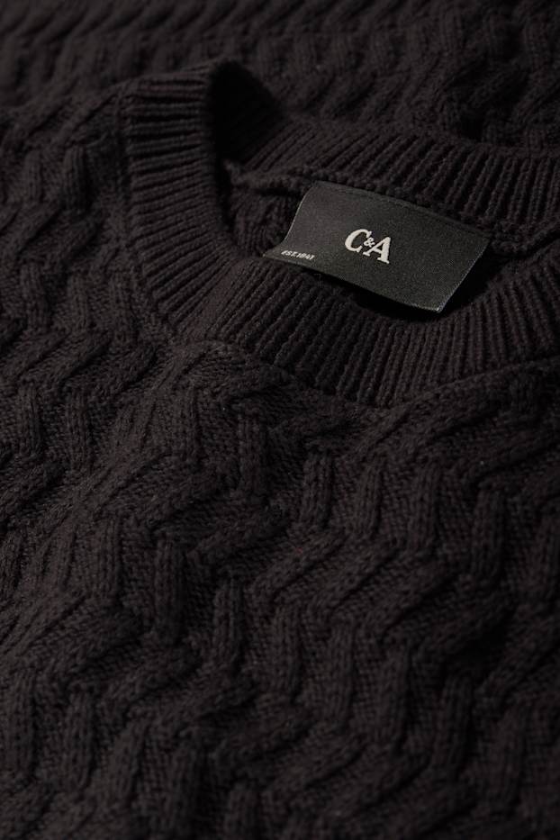 Herren - Pullover - strukturiert - schwarz