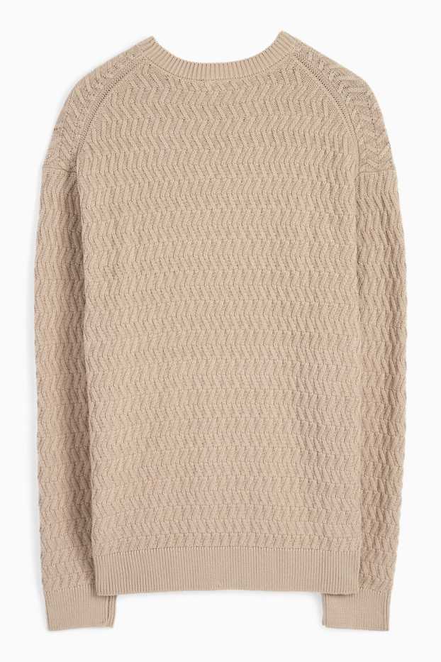 Hommes - Pull - texturé - beige
