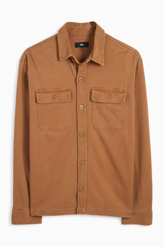 Uomo - Camicia - regular fit - collo all'italiana - marrone