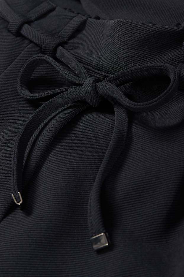 Women - Jersey trousers - high waist - tapered fit - dark blue
