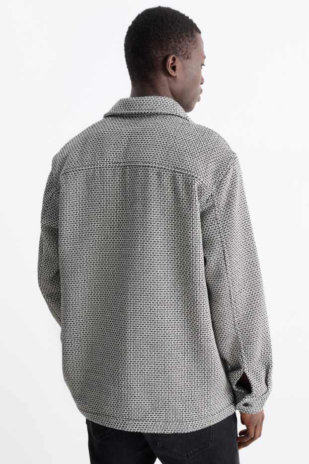 Heren - Overhemd - relaxed fit - kent - met patroon - zwart mix