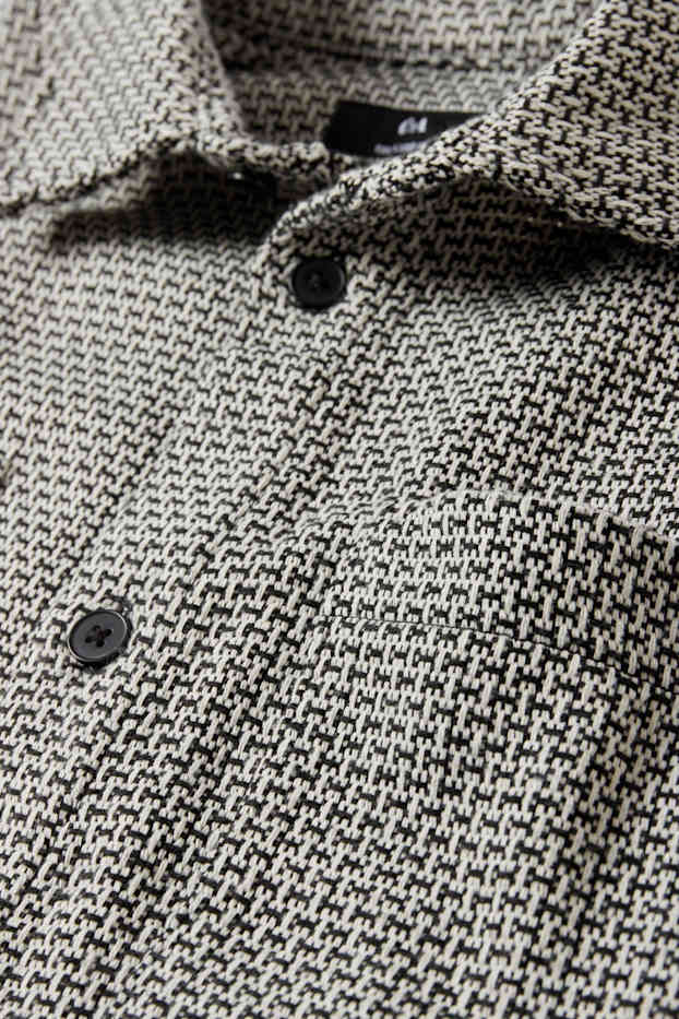 Heren - Overhemd - relaxed fit - kent - met patroon - zwart mix