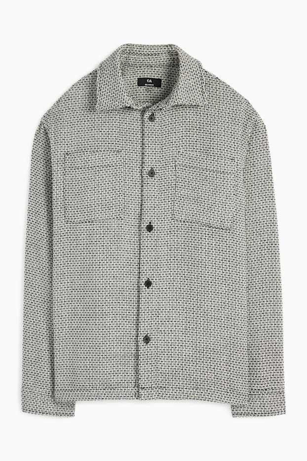 Heren - Overhemd - relaxed fit - kent - met patroon - zwart mix