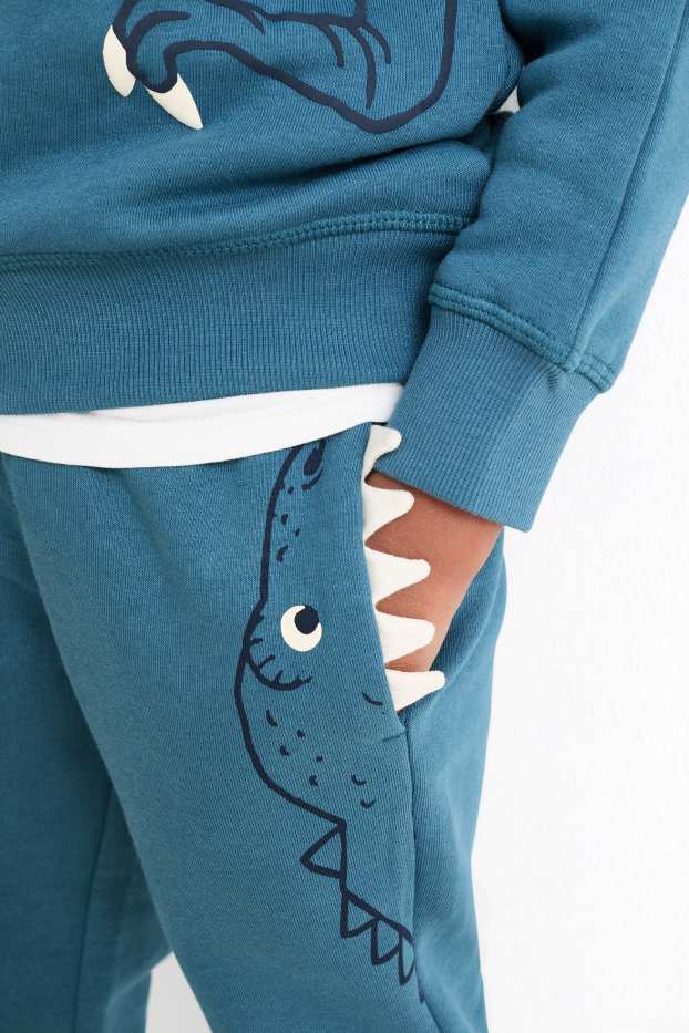 Kinderen: jongens - Dino - set - hoodie en joggingbroek - 2-delig - blauw