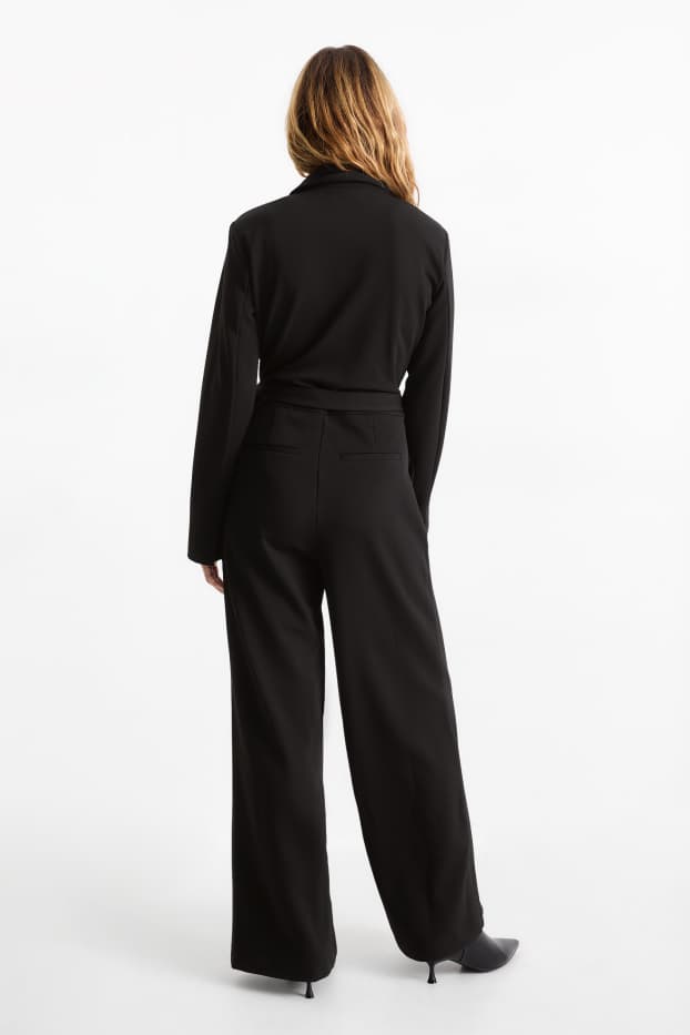 Dames - Jumpsuit met ceintuur - zwart