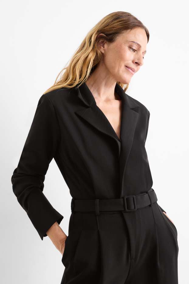 Dames - Jumpsuit met ceintuur - zwart