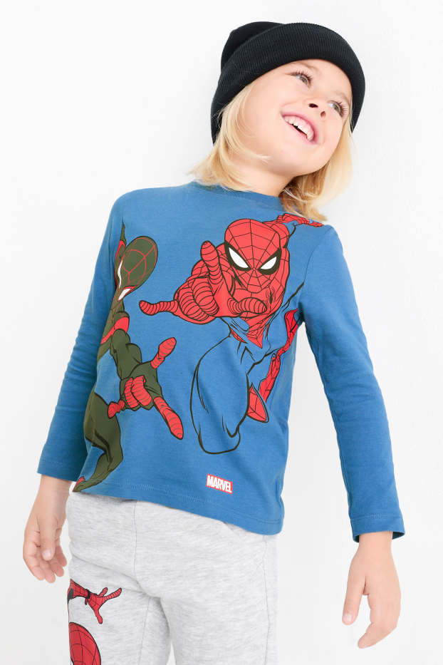 Kinderen: jongens - Set van 3 - Spider-Man - longsleeve - donkerblauw