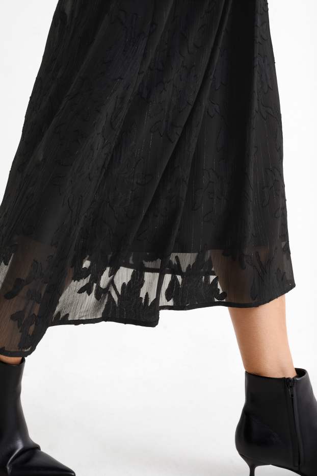 Women - Chiffon dress - floral - black