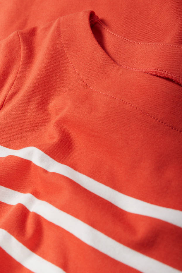 Damen - Basic-Langarmshirt - gestreift - orange