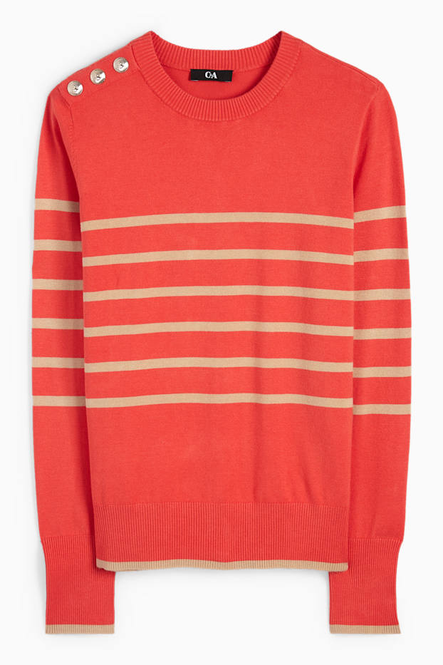 Donna - Maglione in filato lavorato a maglia fine - a righe - arancio scuro