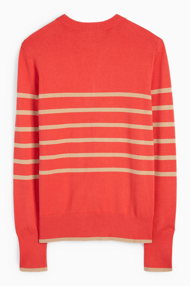 Donna - Maglione in filato lavorato a maglia fine - a righe - arancio scuro