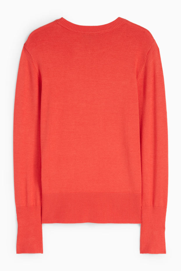 Damen - Feinstrick-Pullover - dunkelorange