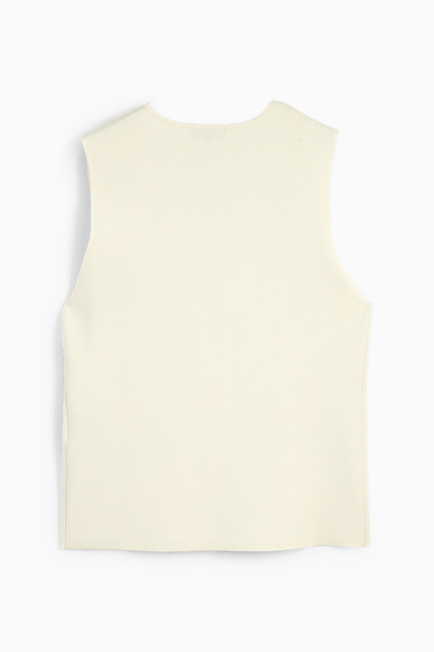 Women - Knitted waistcoat - cremewhite