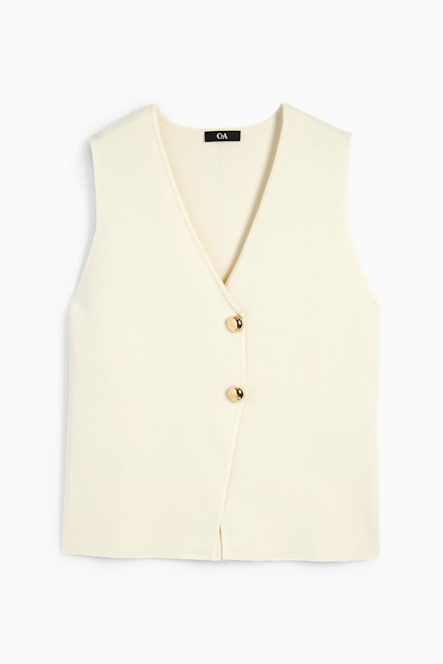 Women - Knitted waistcoat - cremewhite