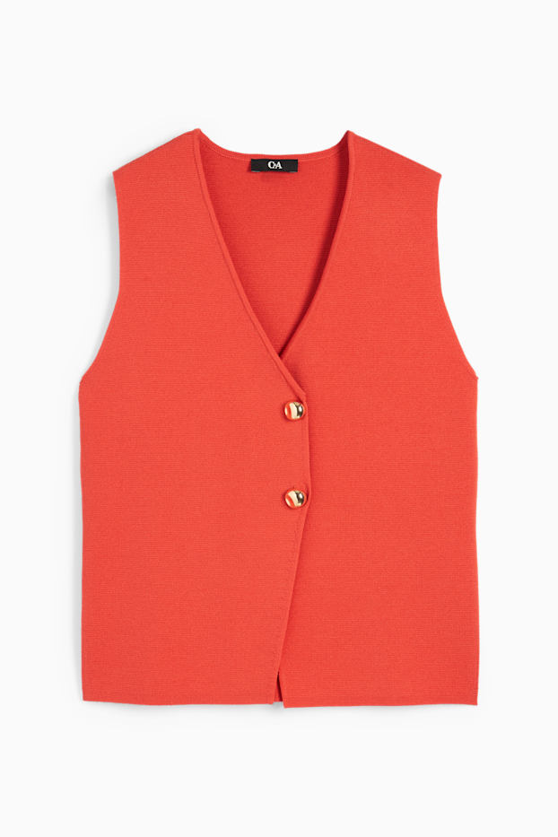 Femei - Vestă din tricot - portocaliu închis