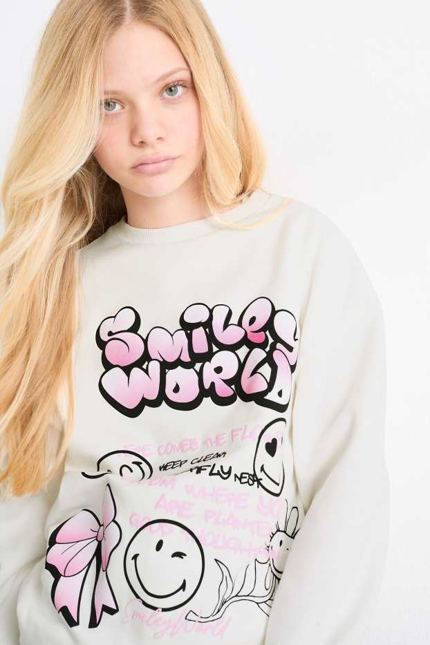 Děti - dívky - SmileyWorld® - mikina - bílá