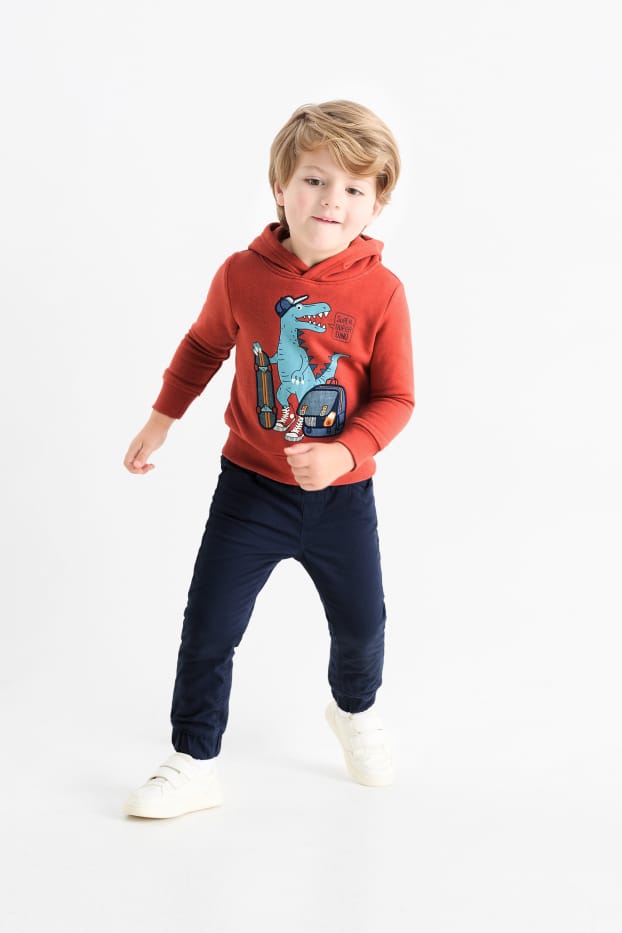 Bambini - Dinosauro - set - felpa con cappuccio e pantaloni sportivi - 2 pezzi - arancio scuro