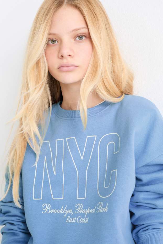 Děti - dívky - New York - mikina - modrá