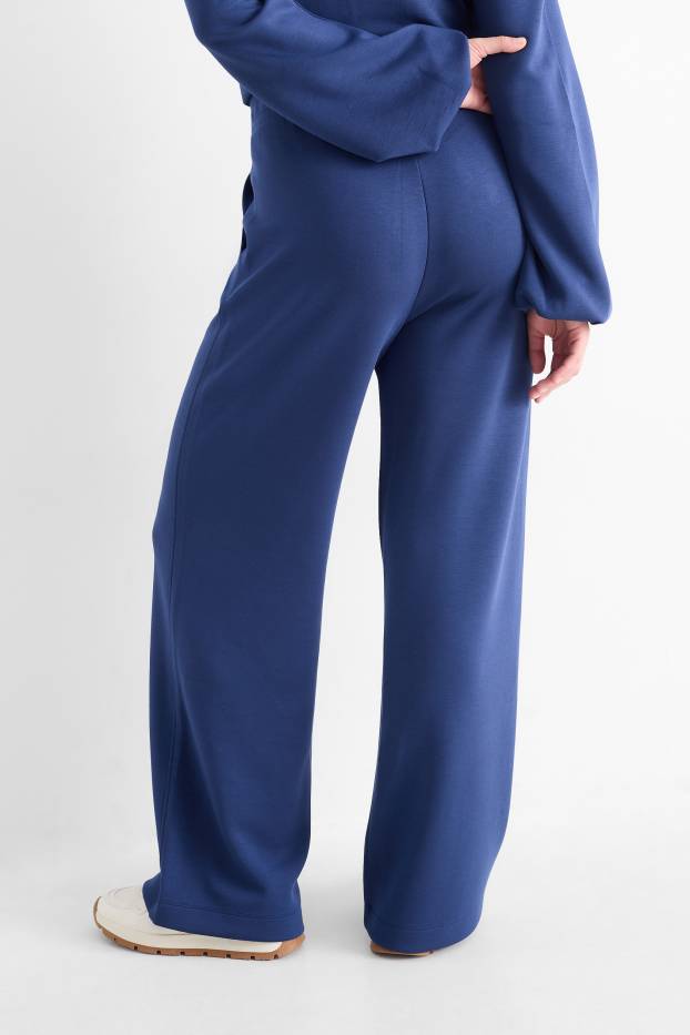 Femei - Pantaloni din jerseu - talie medie - straight fit - albastru închis