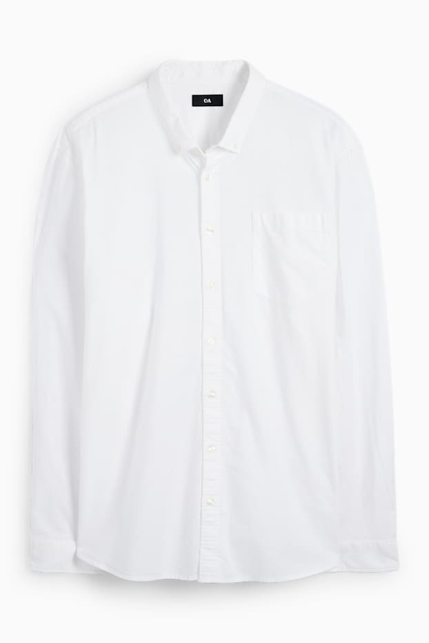 Hommes - Chemise - regular fit - col button-down - blanc