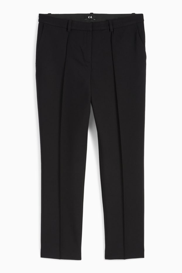 Femei - Pantaloni de stofă - talie medie - tapered fit - negru