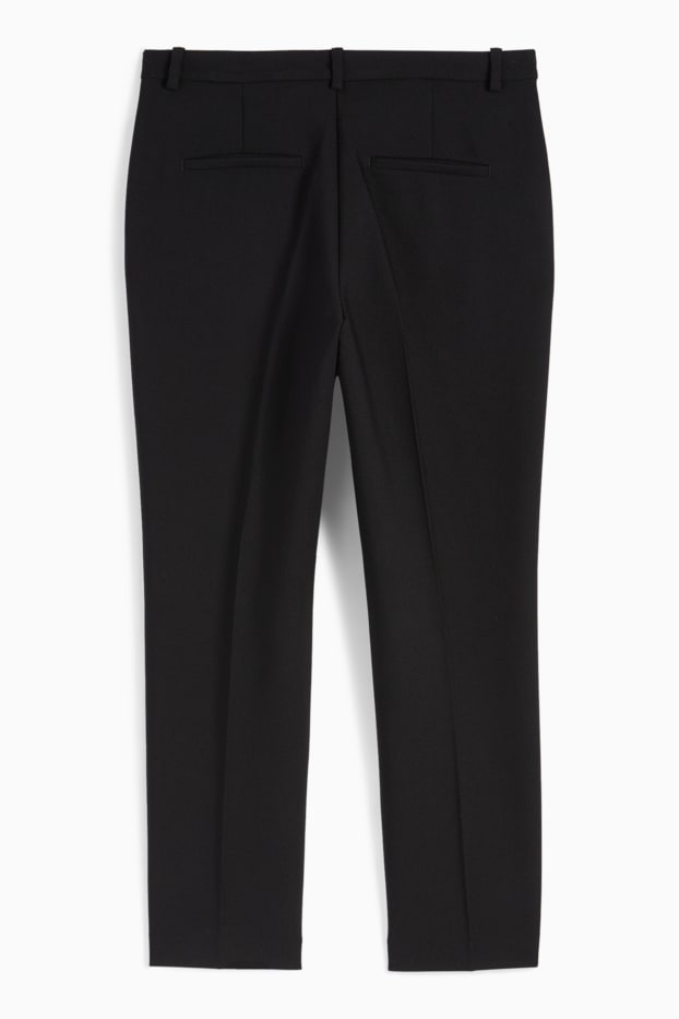 Femei - Pantaloni de stofă - talie medie - tapered fit - negru