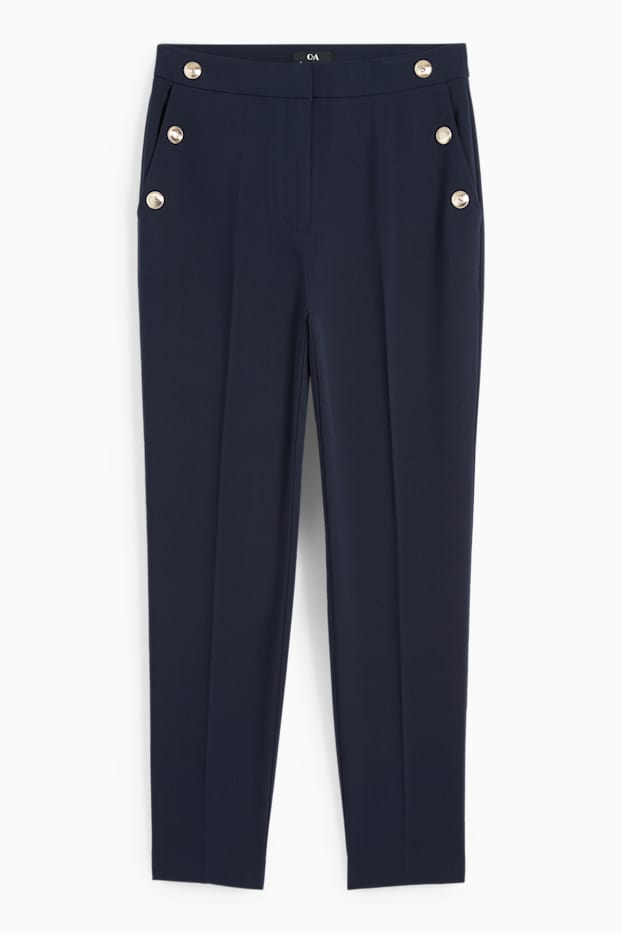 Femei - Pantaloni de stofă - talie înaltă - tapered fit - albastru închis