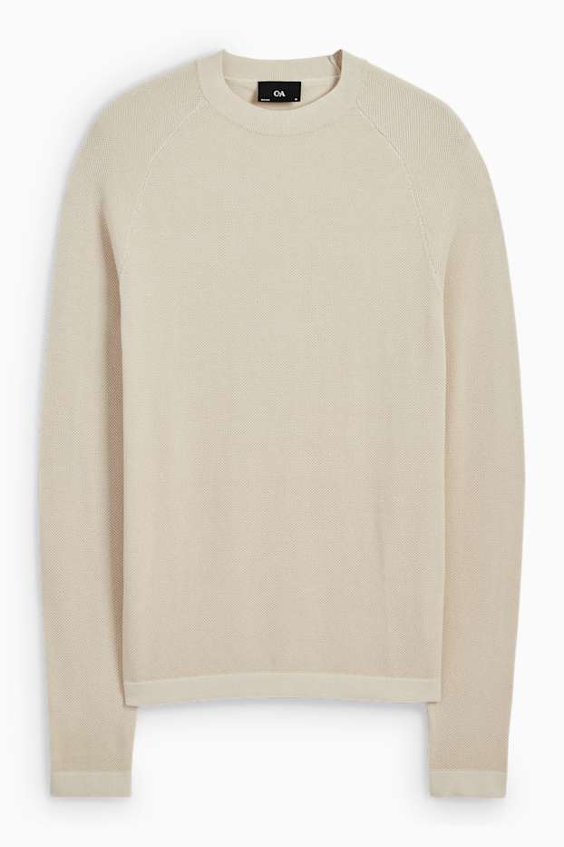 Hommes - Pull - texturé - beige