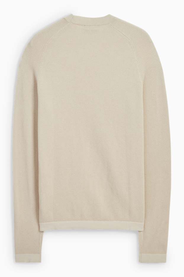 Hommes - Pull - texturé - beige
