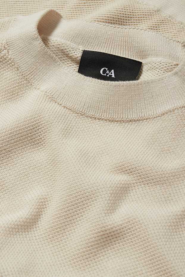 Hommes - Pull - texturé - beige