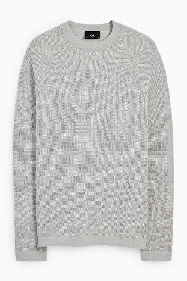 Hommes - Pull - texturé - gris