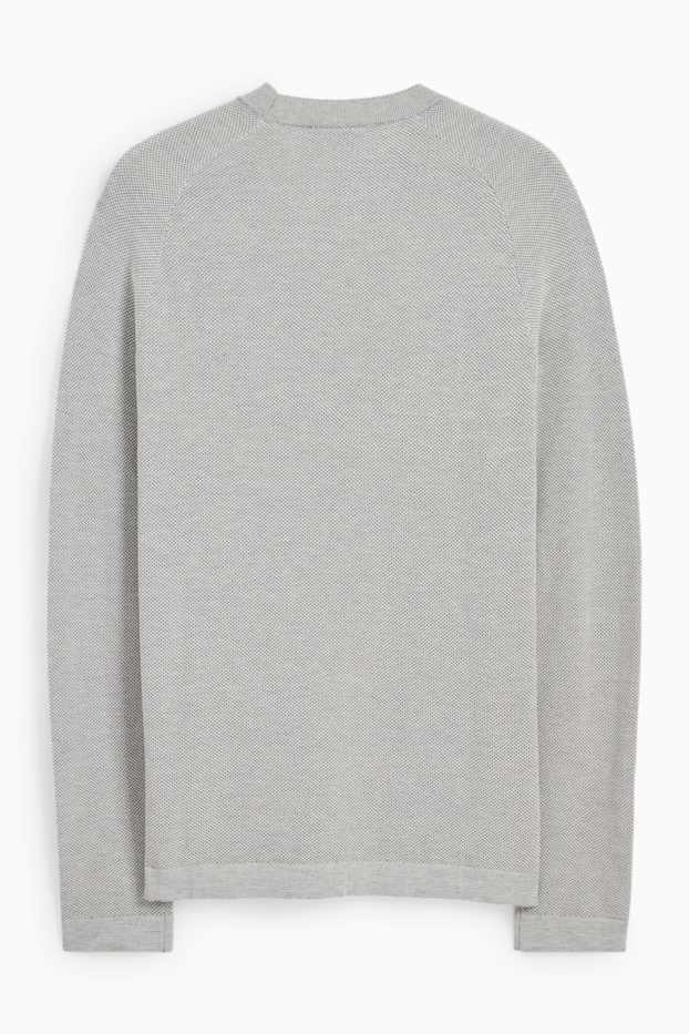Hommes - Pull - texturé - gris