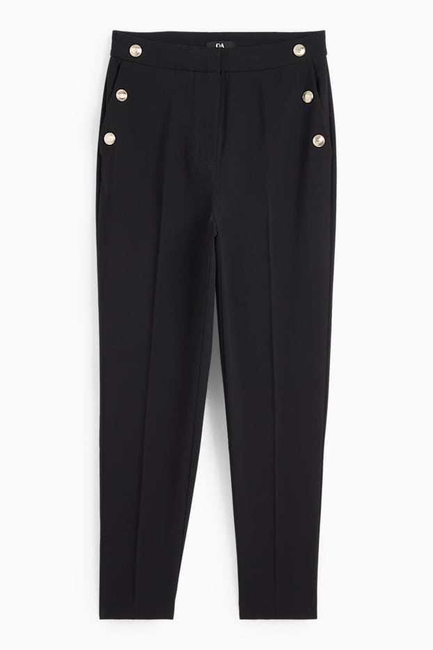 Donna - Pantaloni di stoffa - vita alta - tapered fit - nero