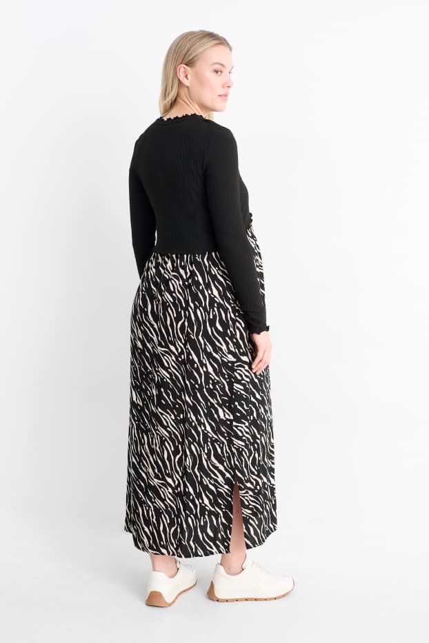 Dames - Voedingsjurk - 2-in-1-look - zwart
