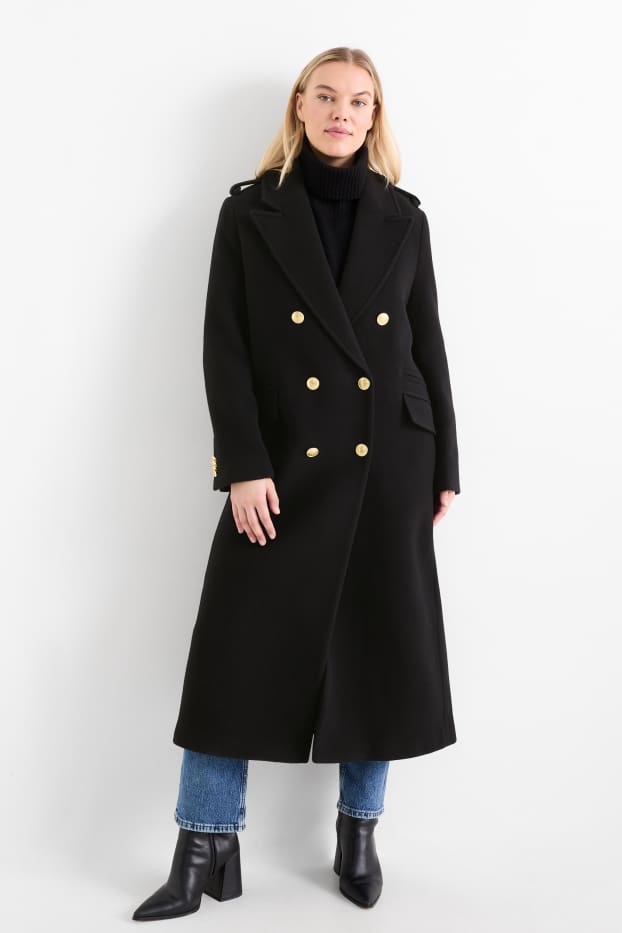 Women - Coat - new wool blend - black
