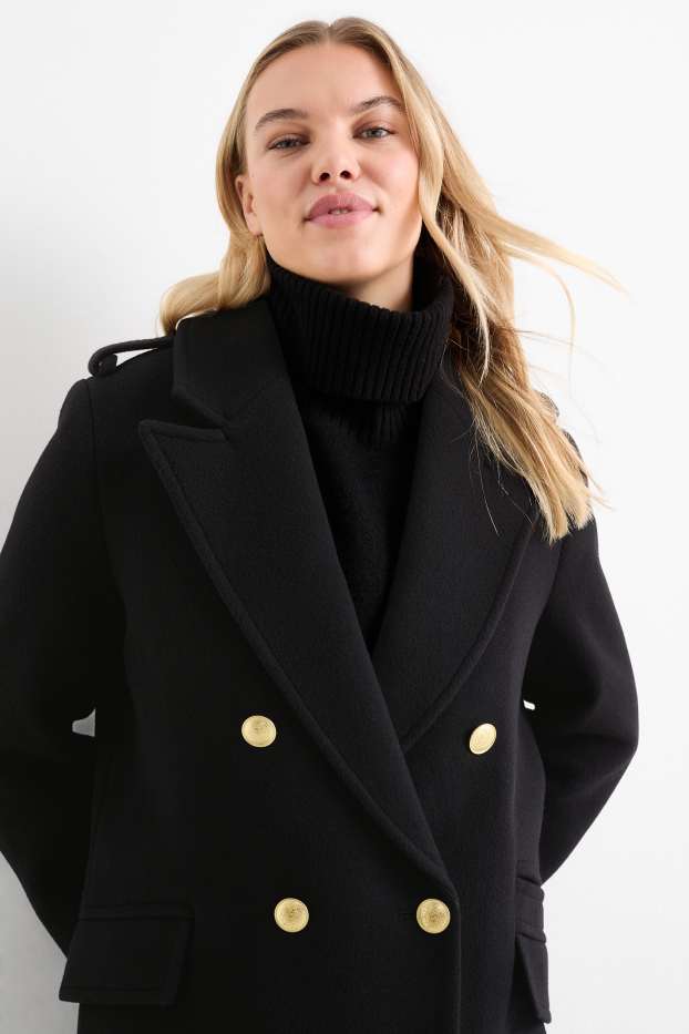 Women - Coat - new wool blend - black